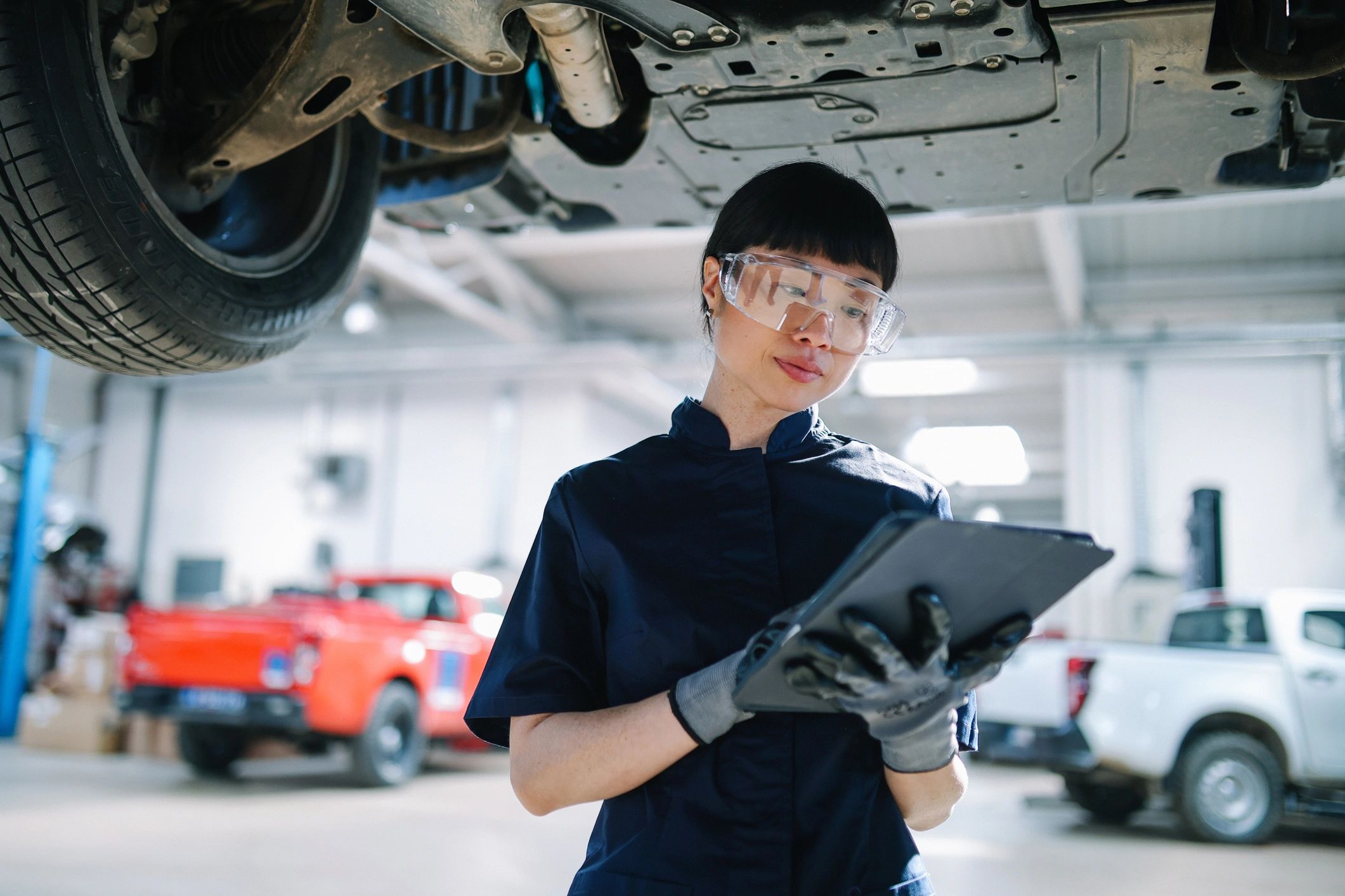Technician working in an auto repair shop