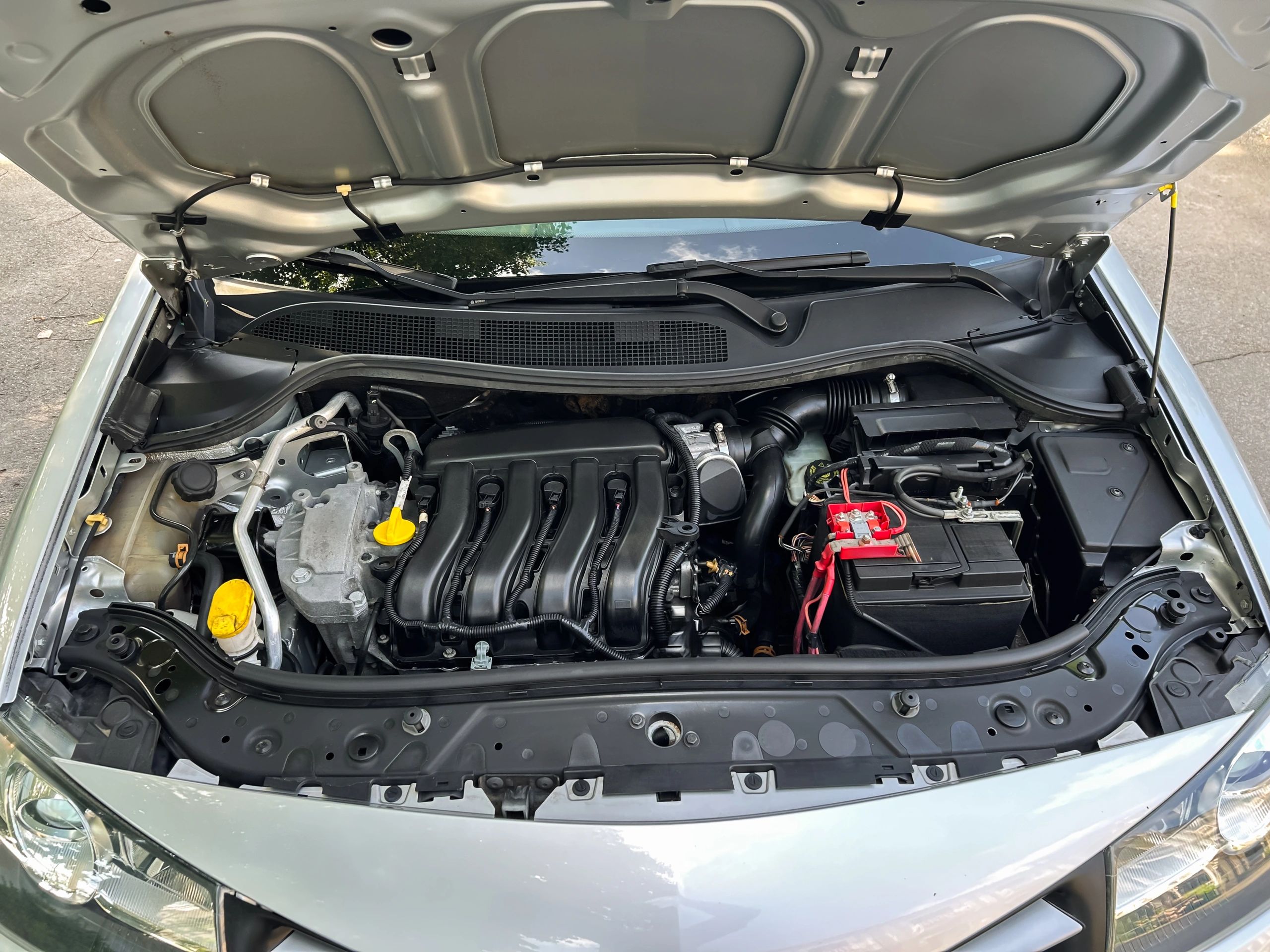 Engine bay view showing modern vehicle components